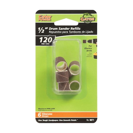 Gator Finishing Gator 0.5 in. D X 1/2 in. L Aluminum Oxide Abrasive Sleeve Refill 120 Grit Fine 6 pc 6071